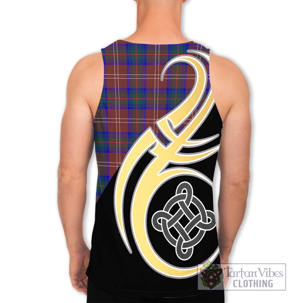 Chisholm Hunting Modern Tartan Men's Tank Top with Family Crest and Celtic Symbol Style - Tartan Vibes Clothing