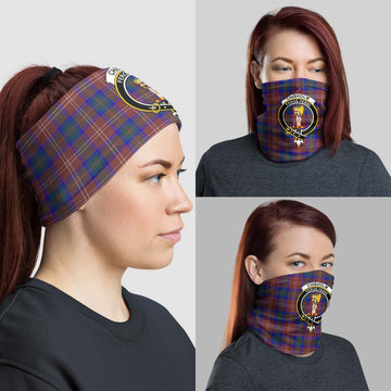 Chisholm Hunting Modern Tartan Neck Gaiters, Tartan Bandanas, Tartan Head Band with Family Crest