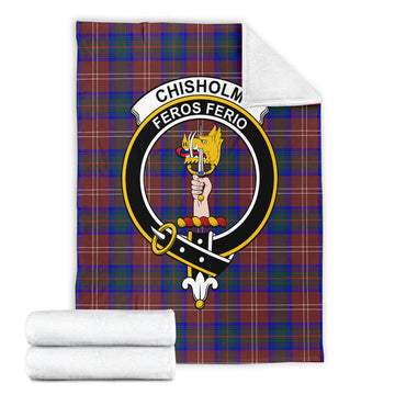 Chisholm Hunting Modern Tartan Blanket with Family Crest