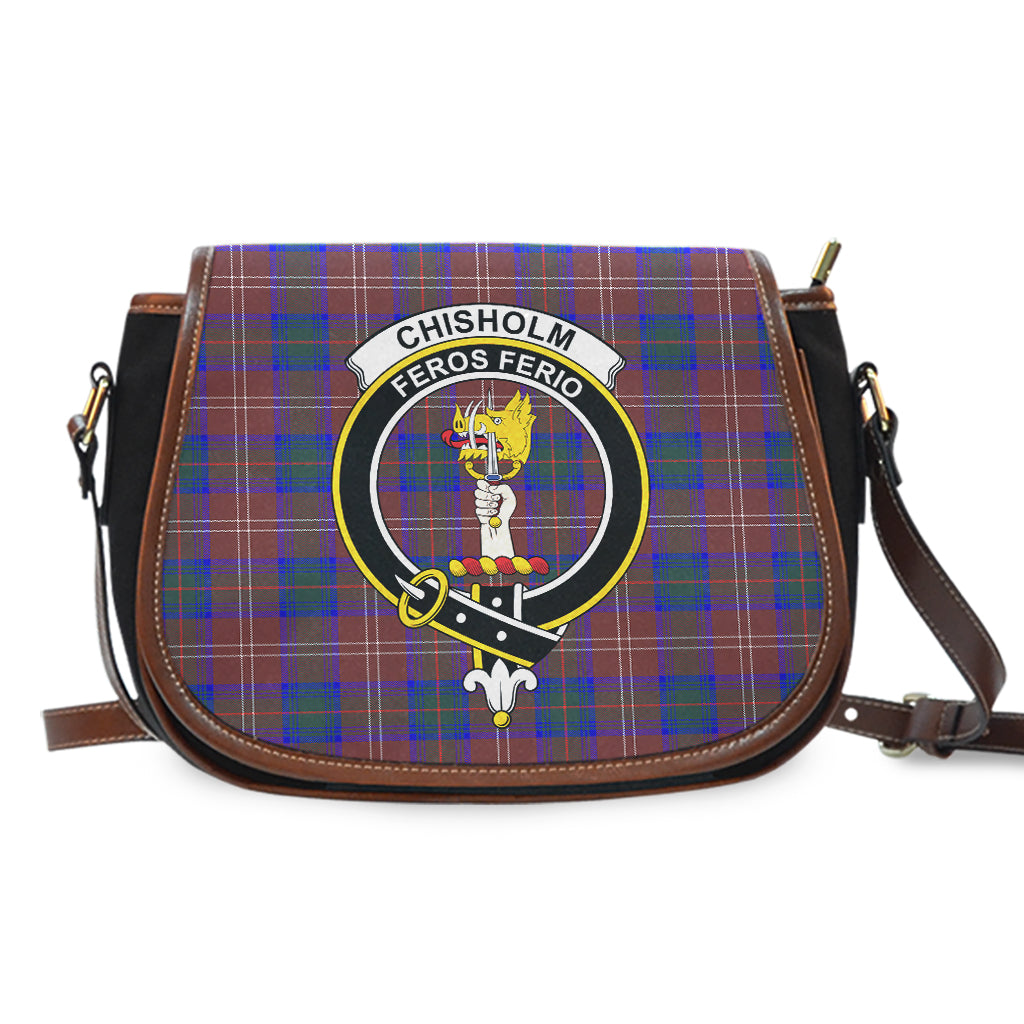 Chisholm Hunting Modern Tartan Saddle Bag with Family Crest - Tartan Vibes Clothing