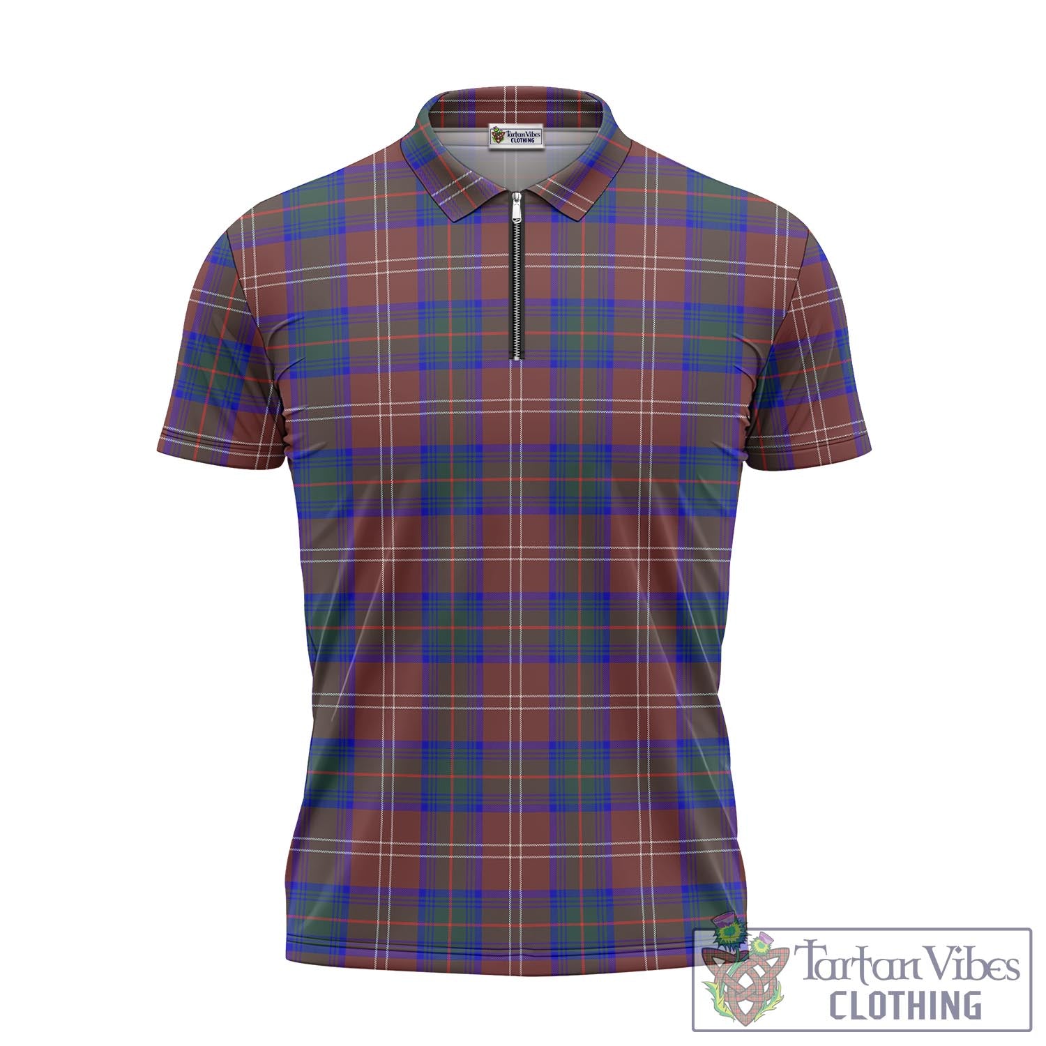 Tartan Vibes Clothing Chisholm Hunting Modern Tartan Zipper Polo Shirt