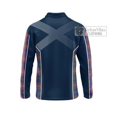 Chisholm Hunting Modern Tartan Long Sleeve Polo Shirt with Family Crest and Lion Rampant Vibes Sport Style