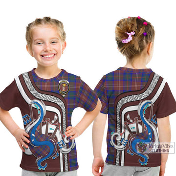 Chisholm Hunting Modern Tartan Kid T-Shirt with Epic Bagpipe Style