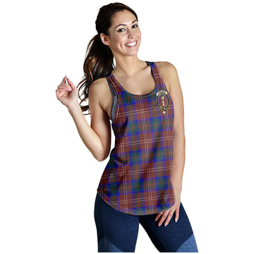 Chisholm Hunting Modern Tartan Women Racerback Tanks with Family Crest