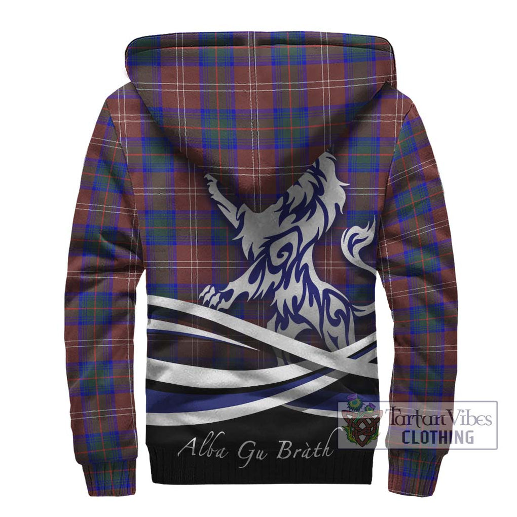 Chisholm Hunting Modern Tartan Sherpa Hoodie with Alba Gu Brath Regal Lion Emblem - Tartanvibesclothing Shop