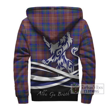 Chisholm Hunting Modern Tartan Sherpa Hoodie with Alba Gu Brath Regal Lion Emblem