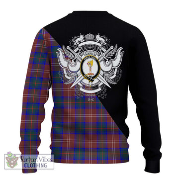 Chisholm Hunting Modern Tartan Ugly Sweater with Family Crest and Military Logo Style