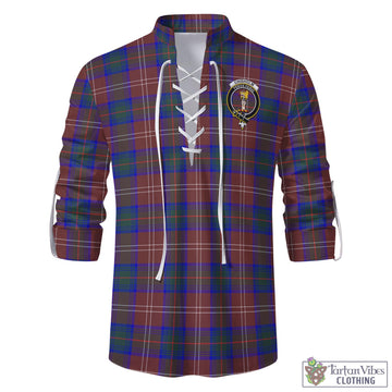 Chisholm Hunting Modern Tartan Men's Scottish Traditional Jacobite Ghillie Kilt Shirt with Family Crest