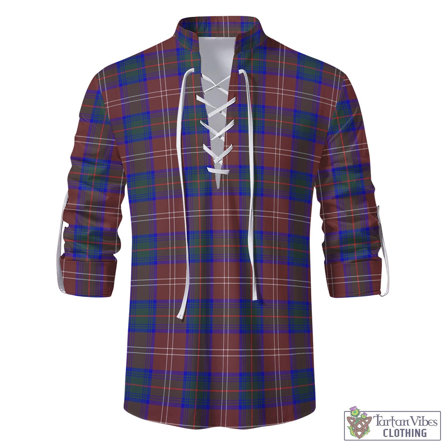 Tartan Vibes Clothing Chisholm Hunting Modern Tartan Men's Scottish Traditional Jacobite Ghillie Kilt Shirt