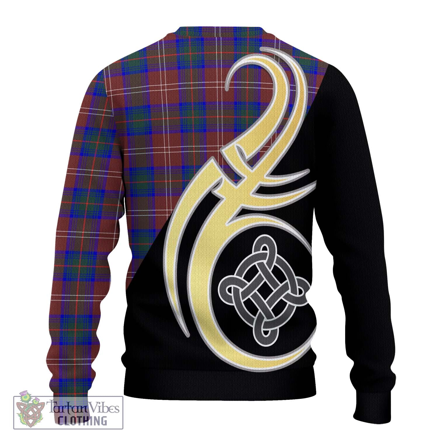 Chisholm Hunting Modern Tartan Knitted Sweater with Family Crest and Celtic Symbol Style - Tartan Vibes Clothing