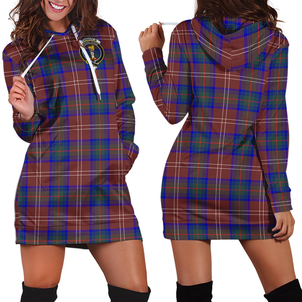 Chisholm Hunting Modern Tartan Hoodie Dress with Family Crest - Tartan Vibes Clothing