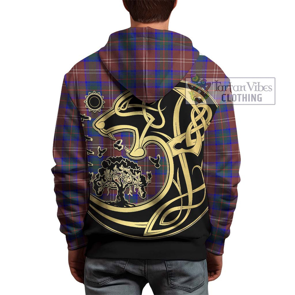 Chisholm Hunting Modern Tartan Hoodie with Family Crest Celtic Wolf Style - Tartan Vibes Clothing