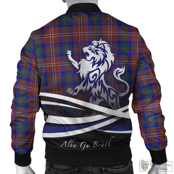 Chisholm Hunting Modern Tartan Bomber Jacket with Alba Gu Brath Regal Lion Emblem