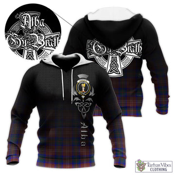 Chisholm Hunting Modern Tartan Knitted Hoodie Featuring Alba Gu Brath Family Crest Celtic Inspired