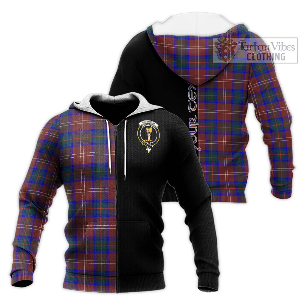 Chisholm Hunting Modern Tartan Knitted Hoodie with Family Crest and Half Of Me Style Unisex Knitted Zip Hoodie - Tartanvibesclothing Shop