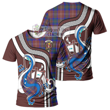 Chisholm Hunting Modern Tartan T-Shirt with Epic Bagpipe Style