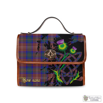 Chisholm Hunting Modern Tartan Waterproof Canvas Bag with Scotland Map and Thistle Celtic Accents