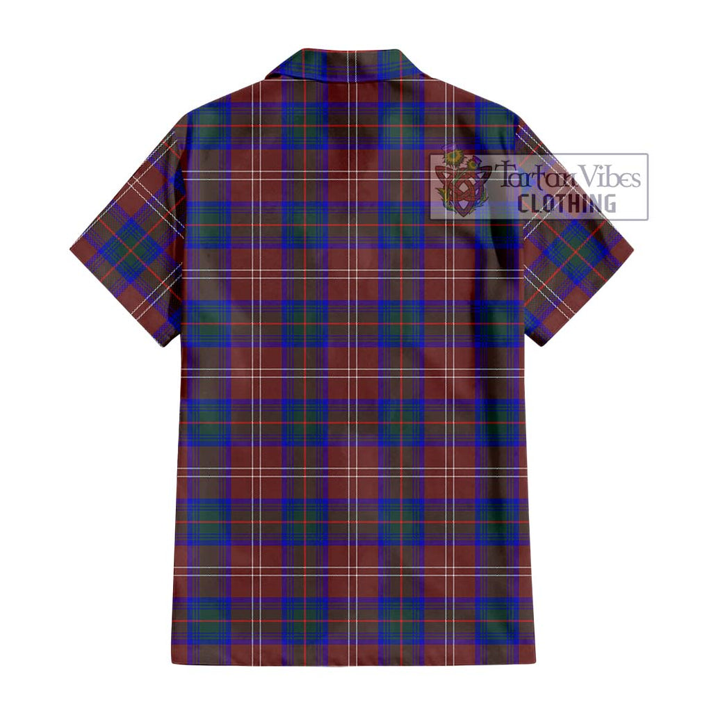 Chisholm Hunting Modern Tartan Short Sleeve Button Shirt with Family Crest DNA In Me Style - Tartanvibesclothing Shop