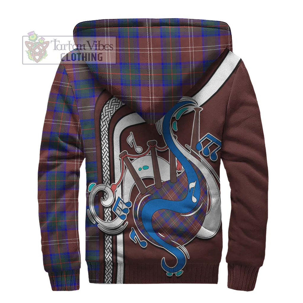 Chisholm Hunting Modern Tartan Sherpa Hoodie with Epic Bagpipe Style - Tartanvibesclothing Shop