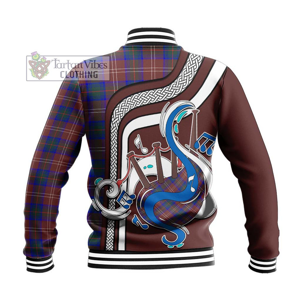 Tartan Vibes Clothing Chisholm Hunting Modern Tartan Baseball Jacket with Epic Bagpipe Style