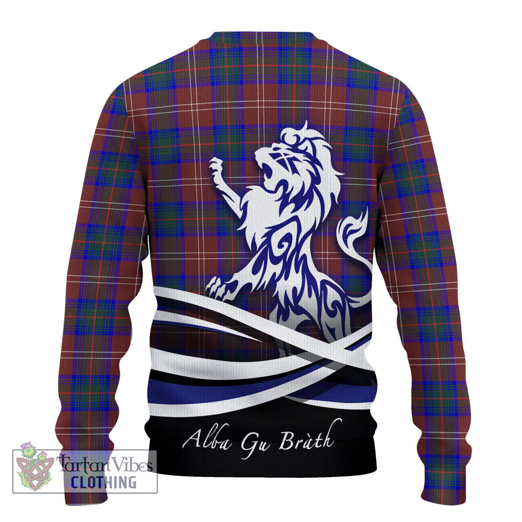 Chisholm Hunting Modern Tartan Knitted Sweater with Alba Gu Brath Regal Lion Emblem - Tartanvibesclothing Shop