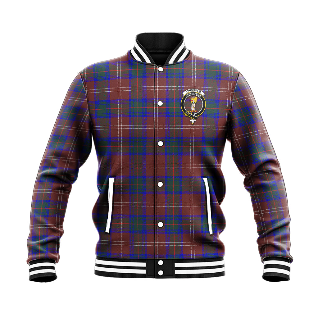 Chisholm Hunting Modern Tartan Baseball Jacket with Family Crest - Tartan Vibes Clothing