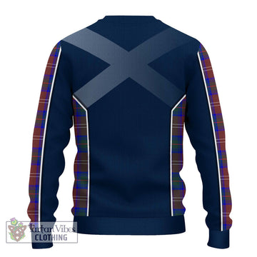 Chisholm Hunting Modern Tartan Ugly Sweater with Family Crest and Lion Rampant Vibes Sport Style