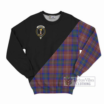 Chisholm Hunting Modern Tartan Sweatshirt with Family Crest and Military Logo Style