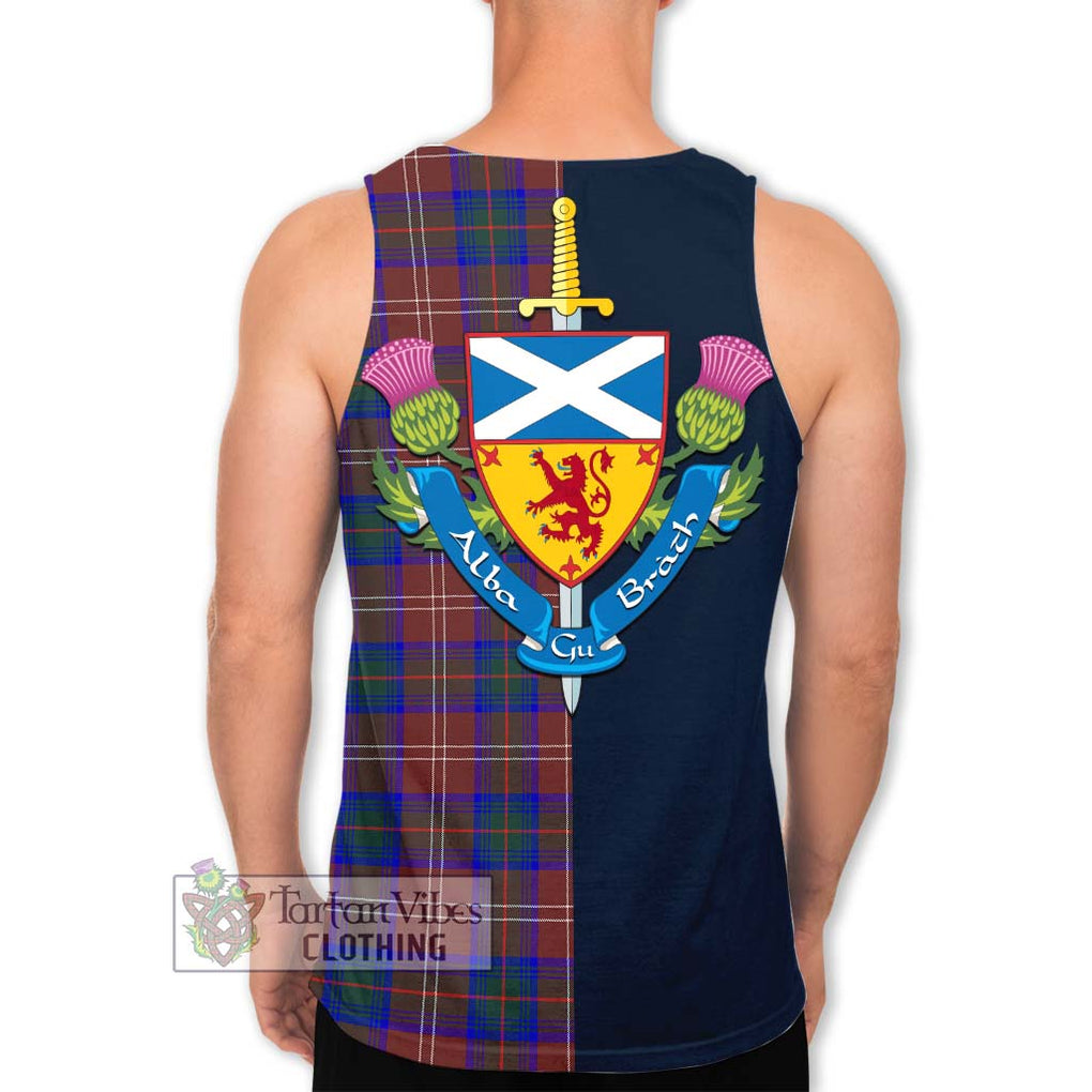 Tartan Vibes Clothing Chisholm Hunting Modern Tartan Men's Tank Top with Scottish Lion Royal Arm Half Style