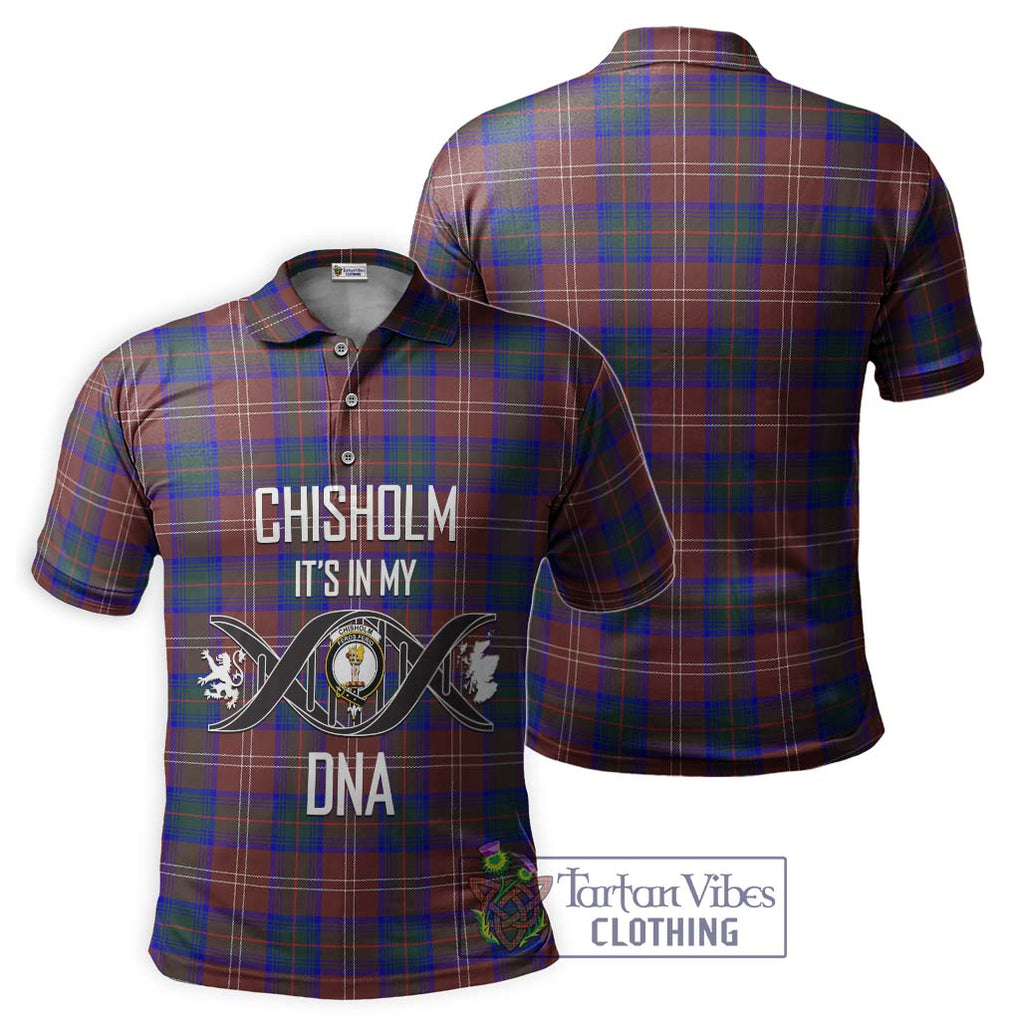 Chisholm Hunting Modern Tartan Polo Shirt with Family Crest DNA In Me Style - Tartanvibesclothing Shop