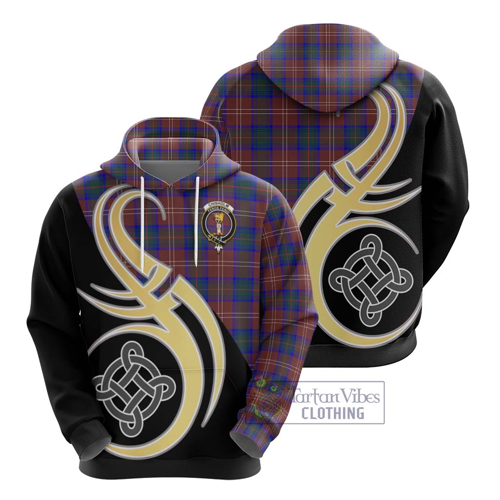 Chisholm Hunting Modern Tartan Hoodie with Family Crest and Celtic Symbol Style - Tartan Vibes Clothing