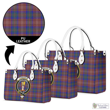 Chisholm Hunting Modern Tartan Luxury Leather Handbags with Family Crest