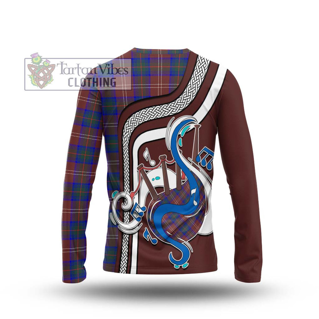 Tartan Vibes Clothing Chisholm Hunting Modern Tartan Long Sleeve T-Shirt with Epic Bagpipe Style