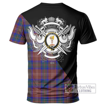 Chisholm Hunting Modern Tartan T-Shirt with Family Crest and Military Logo Style