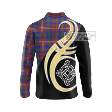 Chisholm Hunting Modern Tartan Long Sleeve Polo Shirt with Family Crest and Celtic Symbol Style