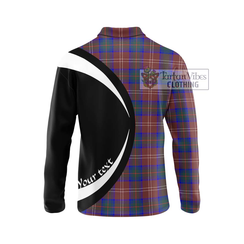 Chisholm Hunting Modern Tartan Long Sleeve Polo Shirt with Family Crest Circle Style - Tartan Vibes Clothing