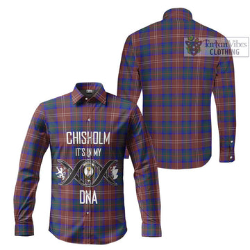 Chisholm Hunting Modern Tartan Long Sleeve Button Shirt with Family Crest DNA In Me Style