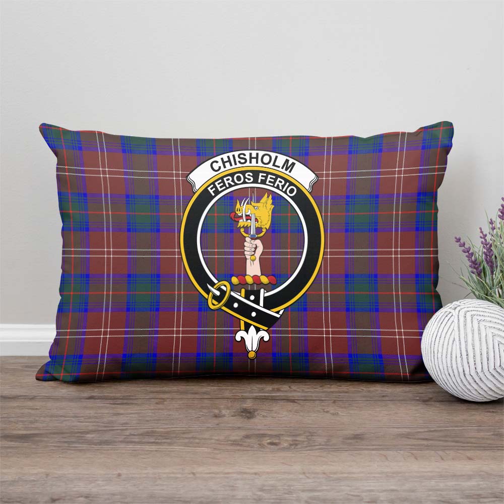 Chisholm Hunting Modern Tartan Pillow Cover with Family Crest Rectangle Pillow Cover - Tartanvibesclothing