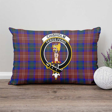 Chisholm Hunting Modern Tartan Pillow Cover with Family Crest