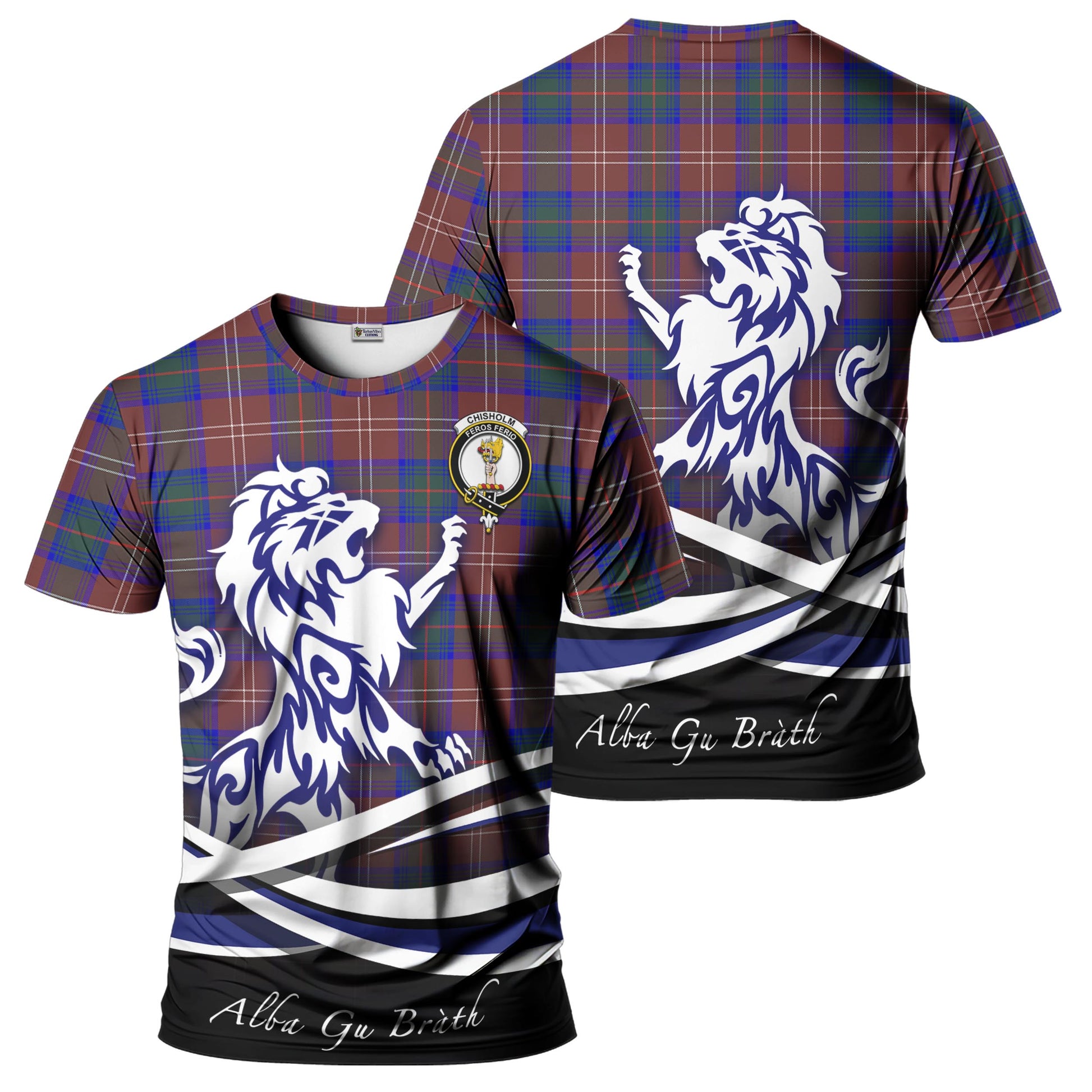 chisholm-hunting-modern-tartan-t-shirt-with-alba-gu-brath-regal-lion-emblem