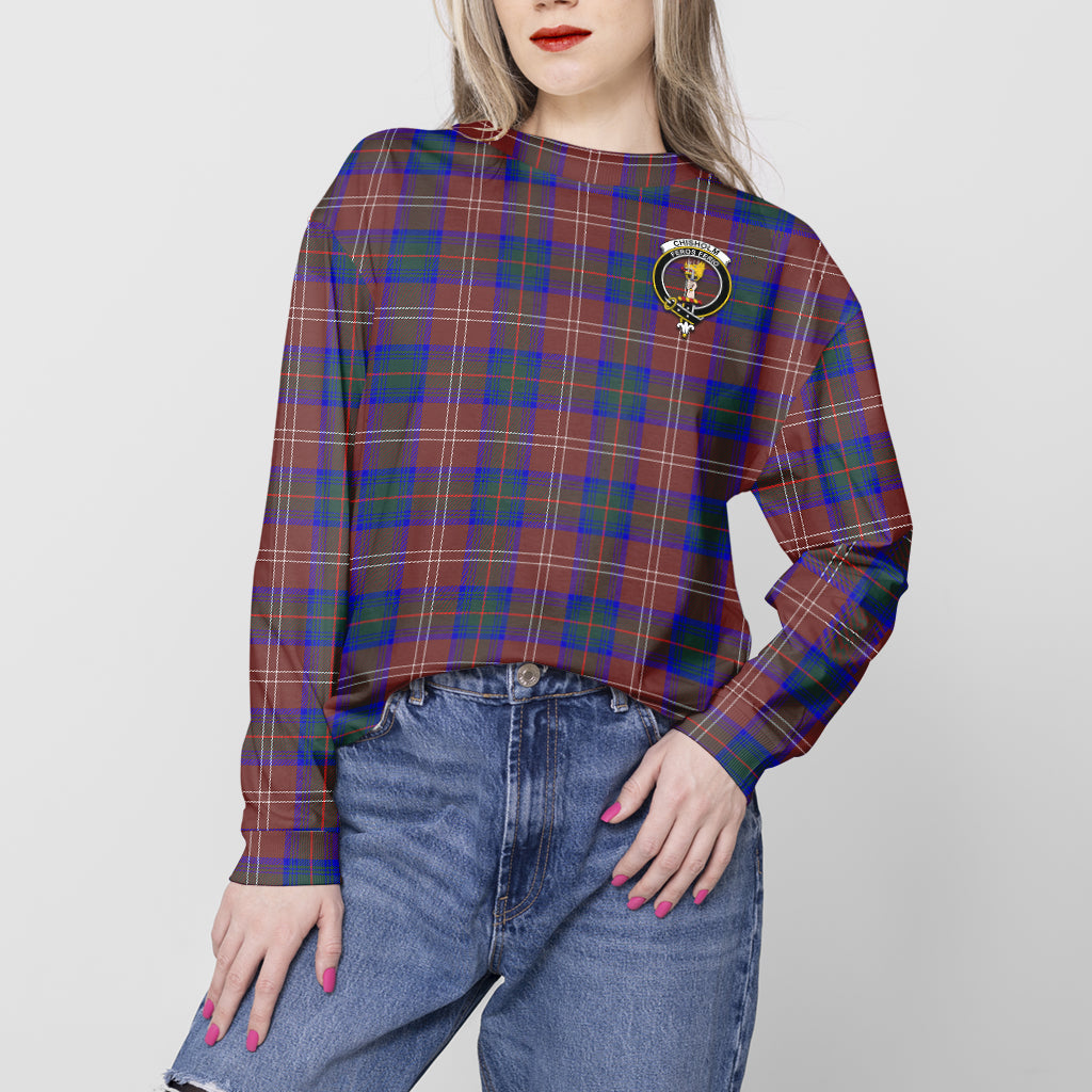 Chisholm Hunting Modern Tartan Sweatshirt with Family Crest - Tartan Vibes Clothing