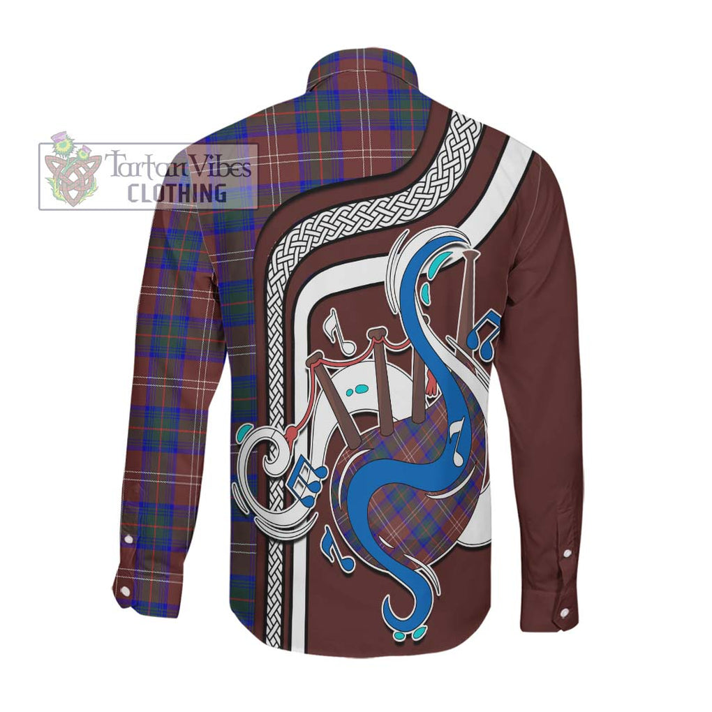 Chisholm Hunting Modern Tartan Long Sleeve Button Shirt with Epic Bagpipe Style Men's Shirt - Tartanvibesclothing Shop