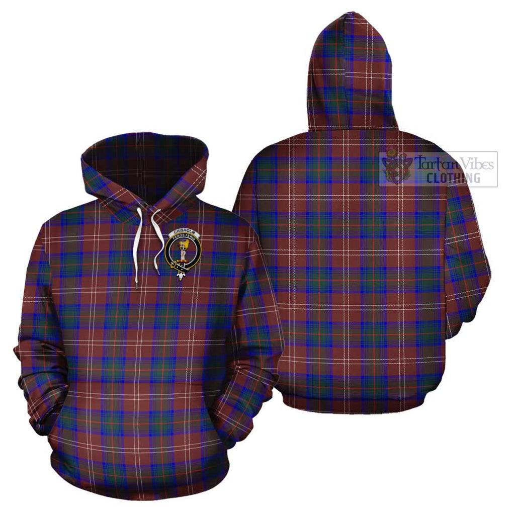 Chisholm Hunting Modern Tartan Cotton Hoodie with Family Crest Pullover Hoodie - Tartan Vibes Clothing