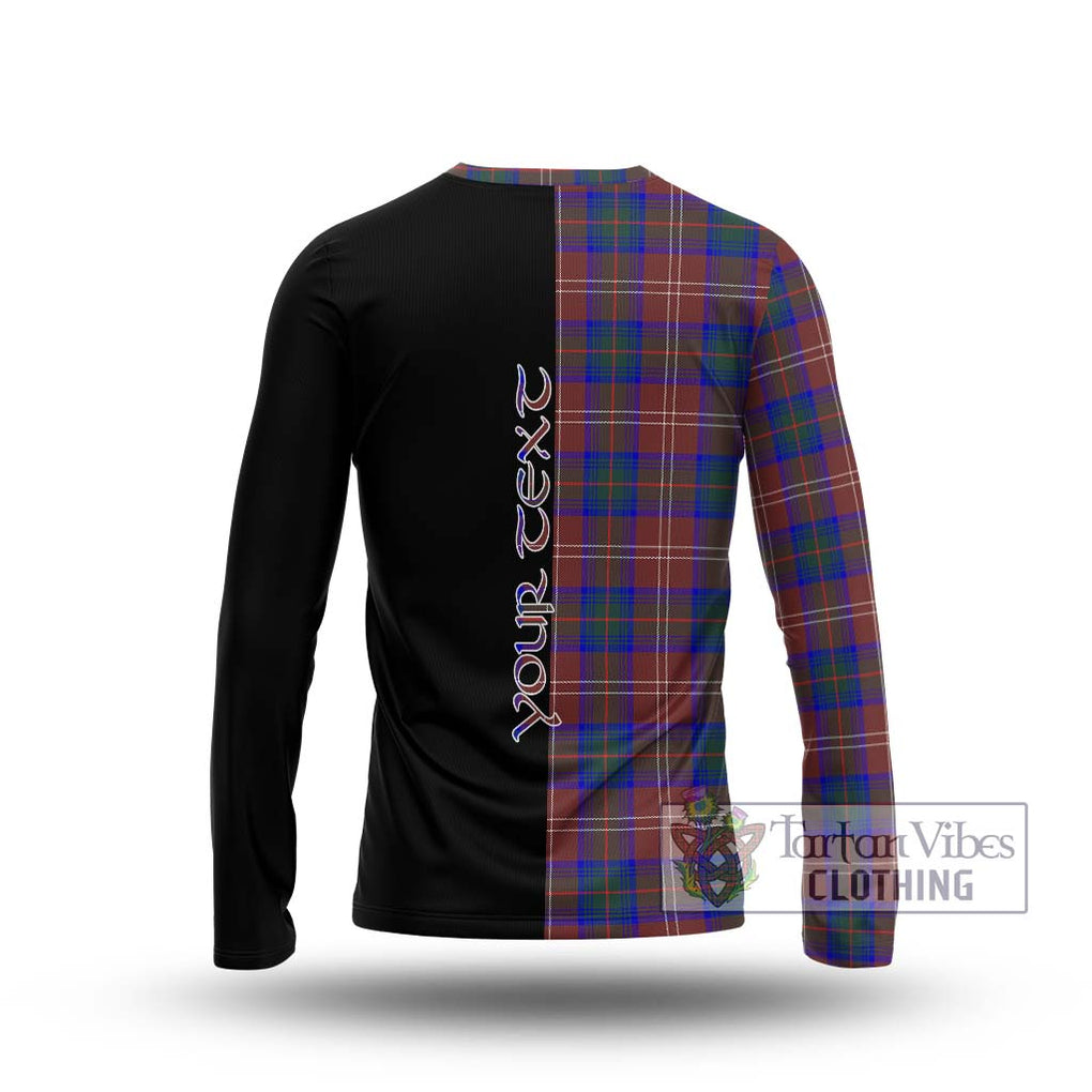 Chisholm Hunting Modern Tartan Long Sleeve T-Shirt with Family Crest and Half Of Me Style - Tartanvibesclothing Shop