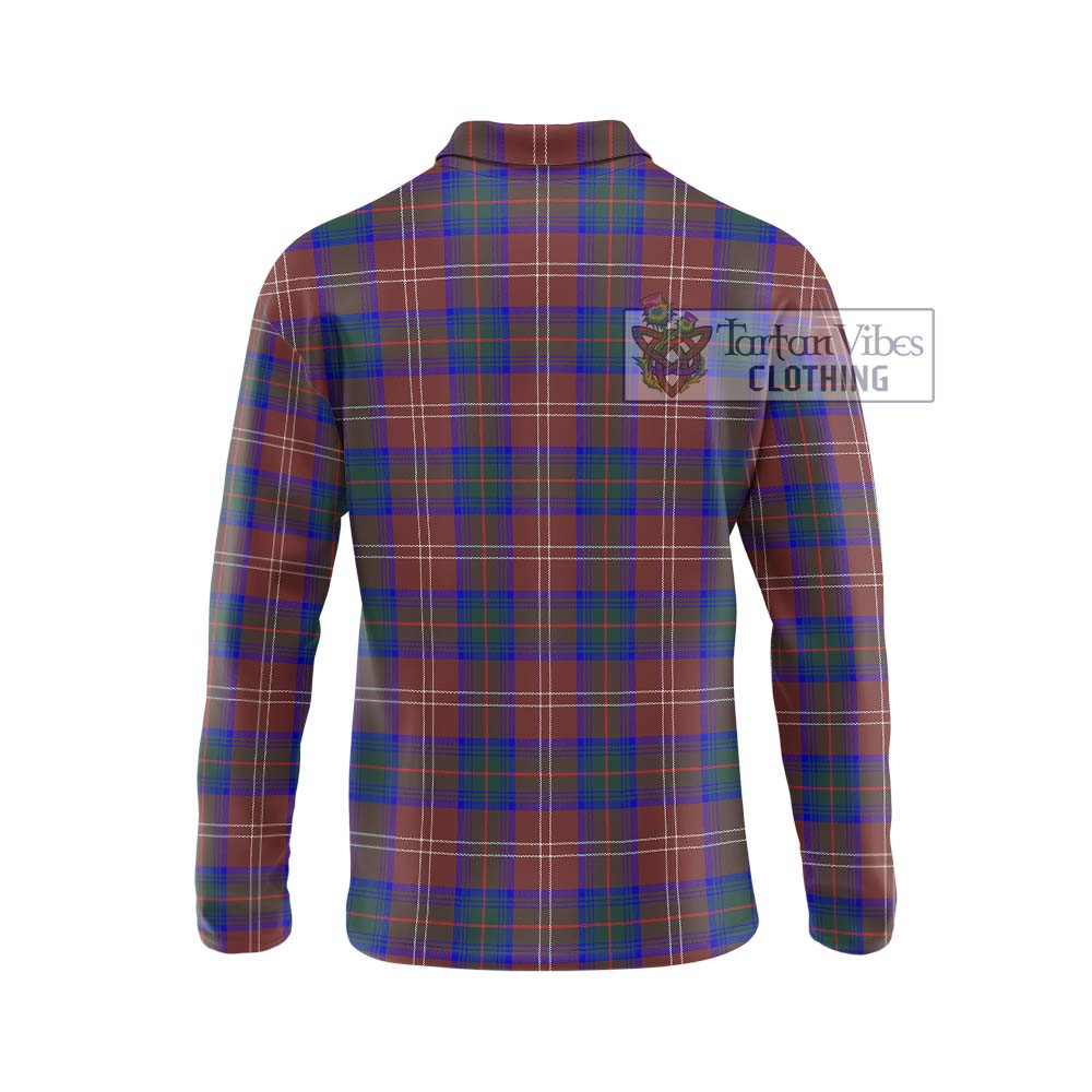 Chisholm Hunting Modern Tartan Long Sleeve Polo Shirt with Family Crest DNA In Me Style - Tartanvibesclothing Shop