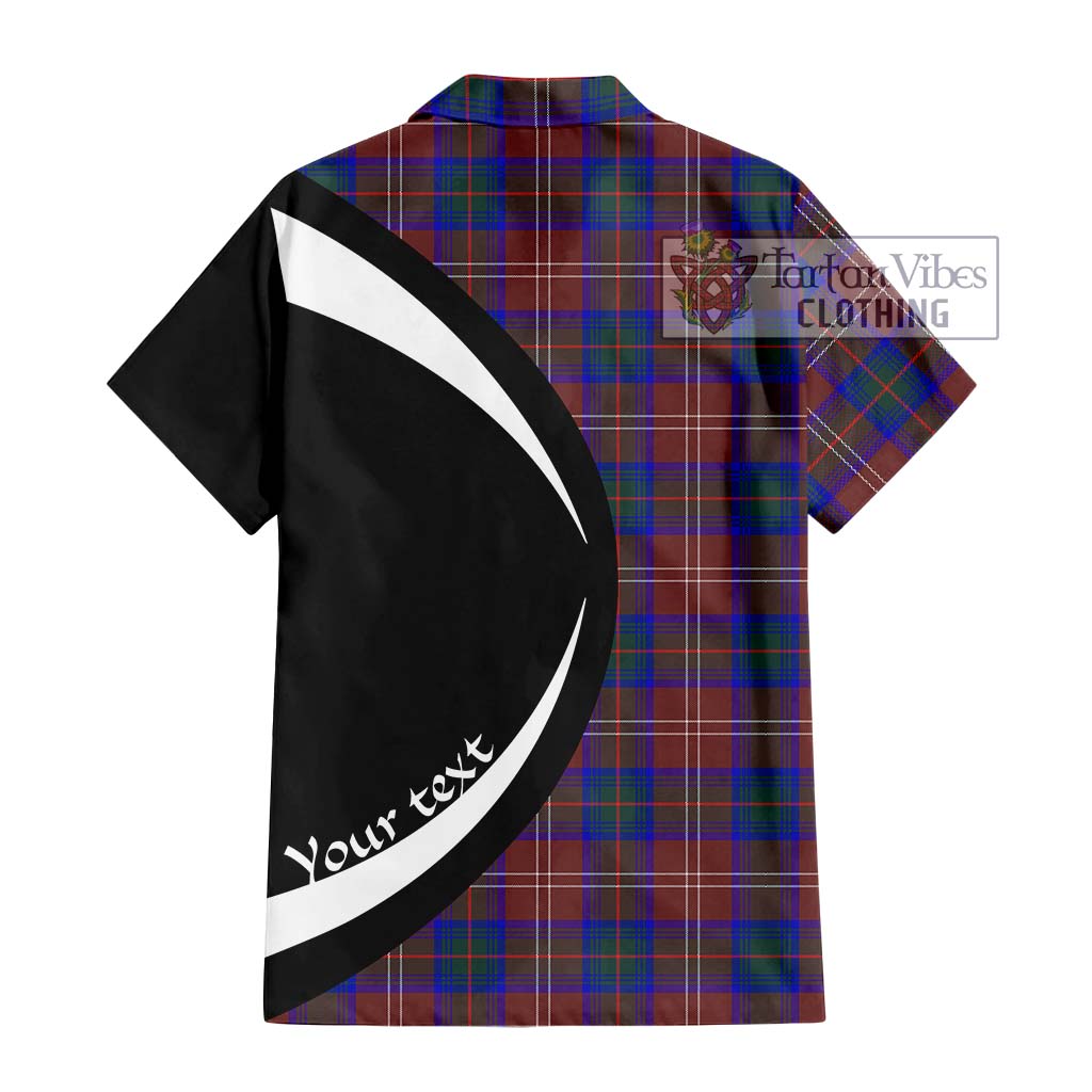 Chisholm Hunting Modern Tartan Short Sleeve Button Up with Family Crest Circle Style - Tartan Vibes Clothing