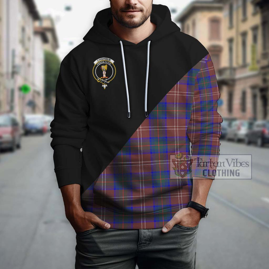 Chisholm Hunting Modern Tartan Hoodie with Family Crest and Military Logo Style - Tartanvibesclothing Shop