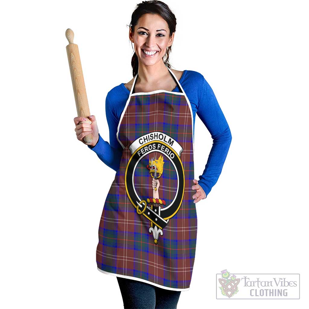 Chisholm Hunting Modern Tartan Apron with Family Crest White - Tartan Vibes Clothing