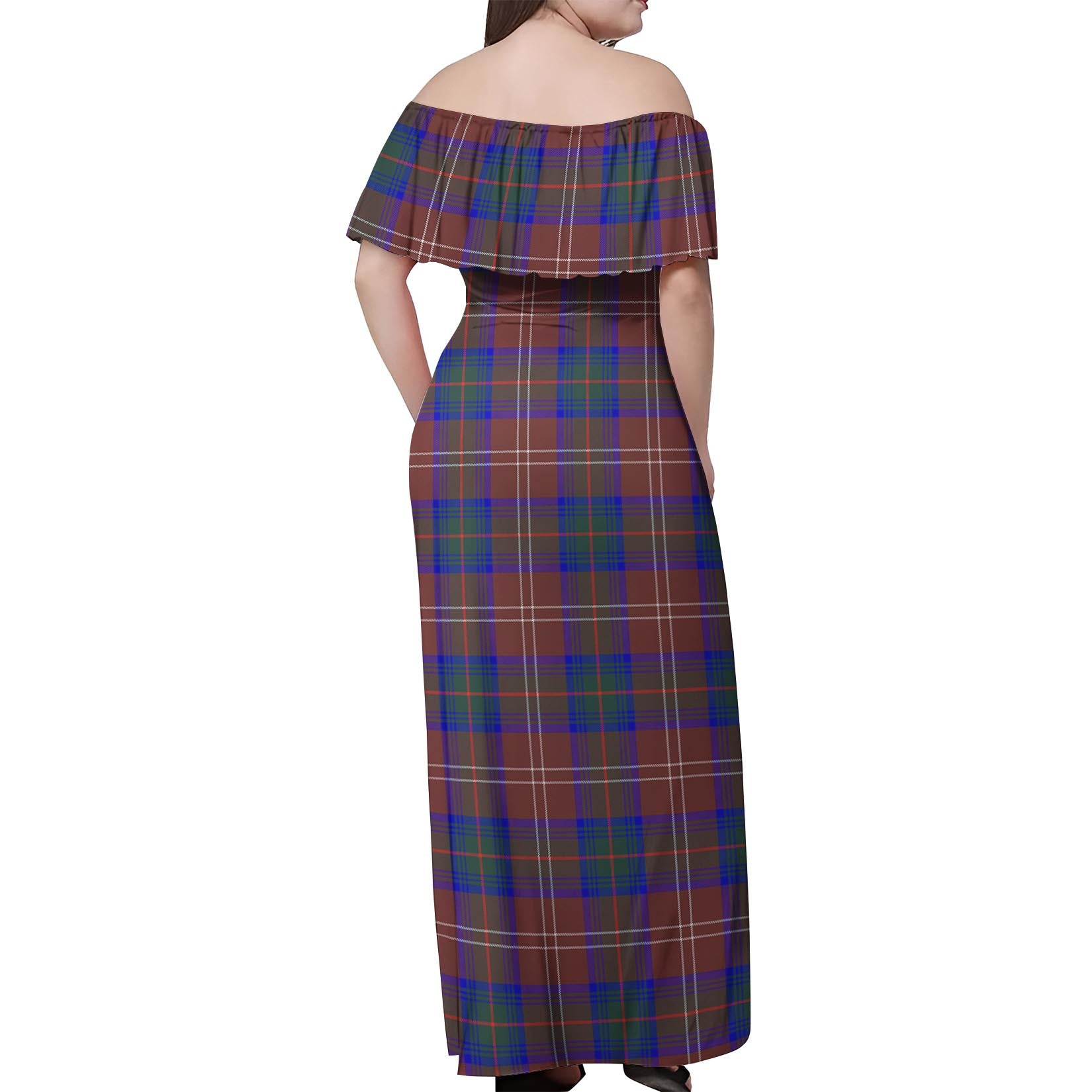 Chisholm Hunting Modern Tartan Off Shoulder Long Dress - Tartanvibesclothing