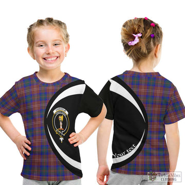 Chisholm Hunting Modern Tartan Kid T-Shirt with Family Crest Circle Style